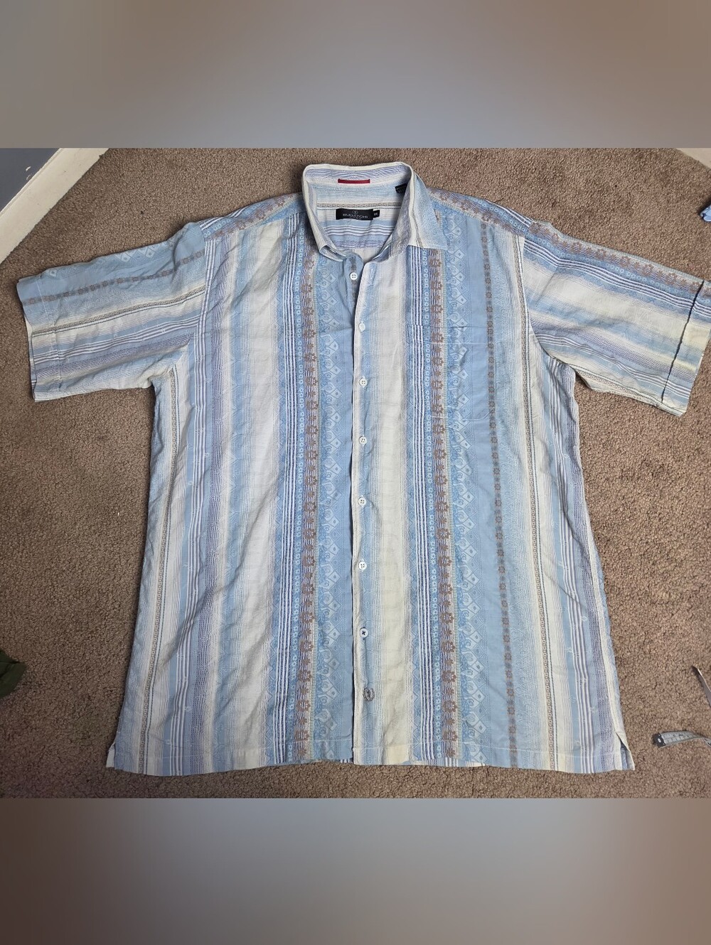 Blue Striped Men's Button-Up Shirt